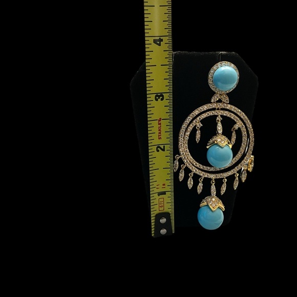 Joan Boyce Brass Gold Plated Imi Powder Blue Turquoise White Cz - Picture 6 of 6